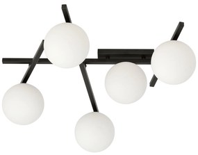 Lampadario da Soffitto in Acciaio e Vetro SMART 5 Nero 5xE14