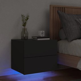 Comodino A Parete Con Luci Led Nero /