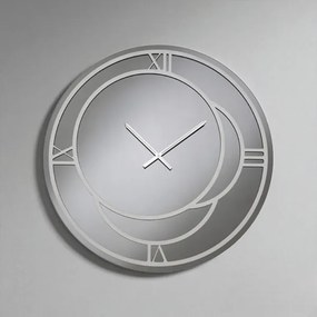 Orologio rotondo D80 cm in cristallo Fumč e dettagli Argento CAIUS