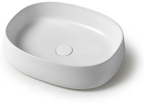 Lavabo da appoggio 50 cm ovale in ceramica bianco lucido   Milos