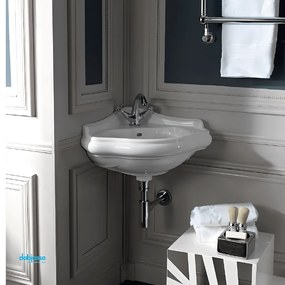 Kerasan "Retrò" Lavabo Sospeso Angolare In Ceramica Finitura Bianco Lucido