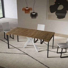 Consolle allungabile Libo - Noce gambe bianche 90x40/300 cm