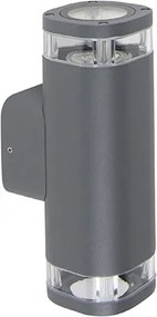 Lampada da parete esterna moderna quadrata 2 luci grigio scuro - Fox
