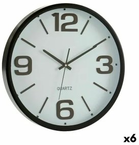 Orologio da Parete Bianco Nero Cristallo Plastica 40 x 5 x 40 cm (6 Unità)