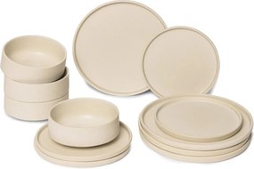 Set di piatti color crema in gres 12 pz Malia - Bonami Selection