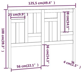 Testiera per Letto Bianca 125,5x4x100 cm Legno Massello di Pino