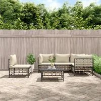 Set Divani da Giardino 6 pz con Cuscini Antracite in Polyrattan 3186764