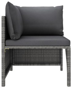 Set Divani da Giardino 6 pz con Cuscini in Polyrattan Grigio