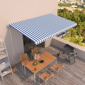 Tenda Da Sole Retrattile Automatica 500x350 Cm Blu E Bianca /