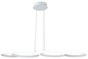 Lampadario Moderno ATENA bianco, in alluminio, L. 102 cm, 4 luci