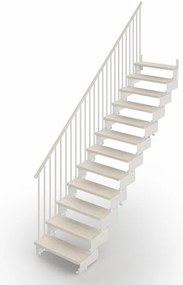 Scala a rampa dritta Gala IRIS, larghezza 60 cm, struttura in acciaio bianco, gradini in legno faggio, colore bianco