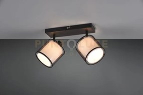 Burton barra 2 spots orientabili metallo nero paralume bianco e dif...