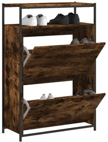 Scarpiera Rovere Fumo 75x34x112 Cm İn Legno Multistrato /