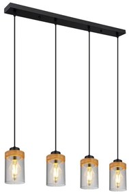 Globo 15557-4H - Lampadario a sospensione con filo FINCA 4xE27/40W/230V metallo/legno