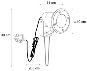 Faretto da giardino a picchetto beige GU10 50mm regolabile IP65 con cavo e spina - Basic