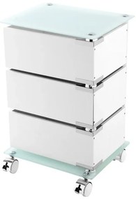 Carrello bagno trasportabile in acciaio cromato con 3 cassetti girevoli