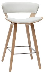 Sgabello da bar design bianco e legno chiaro SYRAH