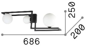 Plafoniera Industrial-Minimal Angolo Metallo Nero 3 Luci G9 3W 3000K Luce Calda