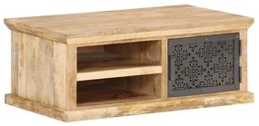 Tavolino Da Salotto Con Anta 90x50x35cm Legno Massello Di Mango /