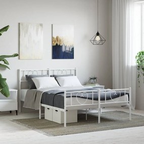 Giroletto Con Testiera E Pediera Metallo Bianco 135x190 Cm /