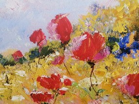Quadro su tela – Papaveri dipinti sul prato