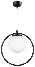 Lampada a sospensione in metallo nero con paralume in vetro ø 15 cm Ates - Squid Lighting