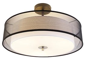 Plafoniera moderna nera con bianco 50 cm 3 luci - Drum Duo