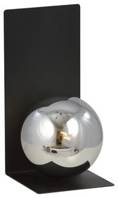 Applique Minimal 1 Luce Indiretta Agni Con Base In Acciaio Nero E Vetro Fumè