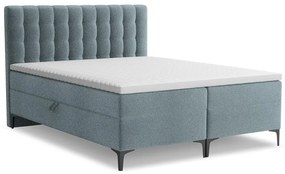 Letto boxspring azzurro con contenitore 140x200 cm Puhala – Makamii