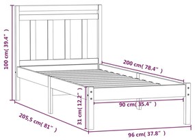 Giroletto in Legno Massello di Pino 90x200 cm