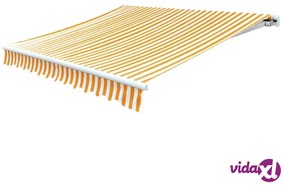 vidaXL Tenda Parasole Tela Giallo e Bianco 4x3m (Telaio non Incluso)