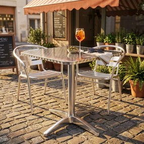 JAMESON - tavolo quadrato a colonna in acciaio e alluminio waterproof