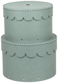 Scatole in set con coperchio color foglia di tè in cartone 2 pz ø 26x17,5 cm Wilma Canvas Paper Laminate – Bigso