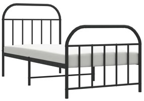 Giroletto con testiera e pediera metallo nero 80x200 cm