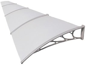Pensilina in policarbonato grigio L 620 x P 98 cm struttura in alluminio