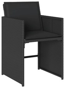 Set da pranzo da giardino 11 pz con cuscini in polyrattan nero
