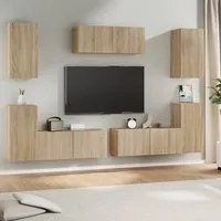 Set di Mobili Porta TV 7 pz Rovere Sonoma in Legno Multistratocod mxl 97597