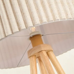 Brilagi - Lampada da terra NORDIC WAVE 1xE27/15W/230V legno di hevea/lino