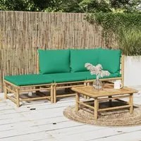 Set Salotto da Giardino 3pz con Cuscini Verdi Bamb 3155172