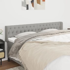 Testiera Ad Orecchio Grigio Chiaro 203x16x78/88 Cm İn Tessuto /