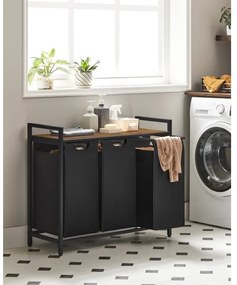 Cesto per biancheria REX marrone/nero