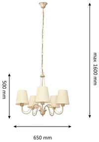 Lampadario a sospensione con catena MALBO 5xE27/15W/230V beige