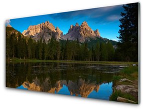 Quadro acrilico Paesaggio del lago forestale 100x50 cm