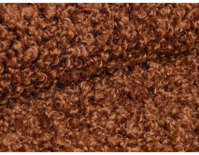 Poggiapiedi color mattone con rivestimento in bouclé Dia – Micadoni