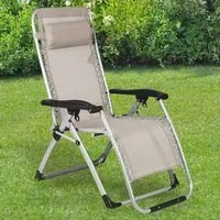 Sedia Giardino Poltrona Relax Pieghevole Big Gravita Zero Metallo Tessuto Beige