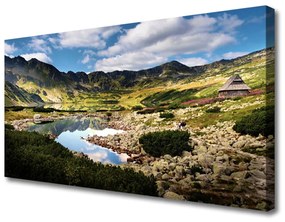 Stampa quadro su tela Paesaggio del lago di montagna 100x50 cm
