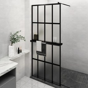 Parete Doccia Walk İn Mensola Nera 90x195cm Vetro Esg Alluminio /