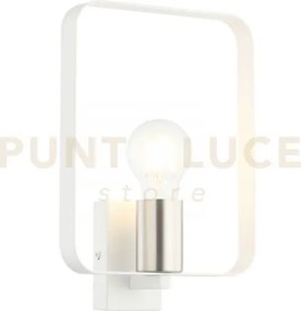 Applique a parete smith bianca e nickel 1 luce attacco e27 19,5x6x2...
