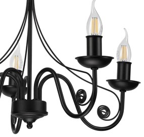 Lampadario a sospensione con catena DONATO 5xE14/40W/230V nero