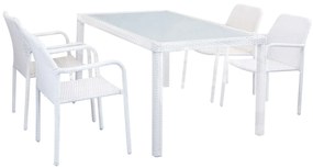 AXONA - set tavolo in alluminio e teak cm 150 x 90 con 4 poltrone Axona